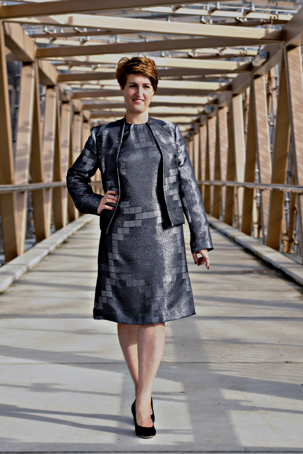 Out -Standing Metallic Fitted Jacket & A/line Dress