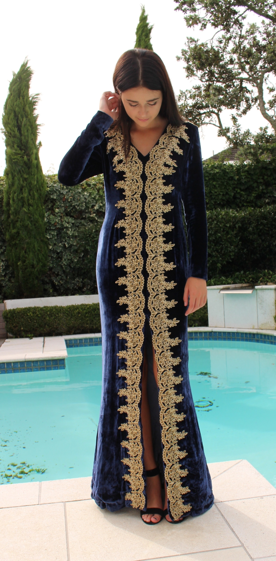Custom made Midnight Silk Velvet Gown