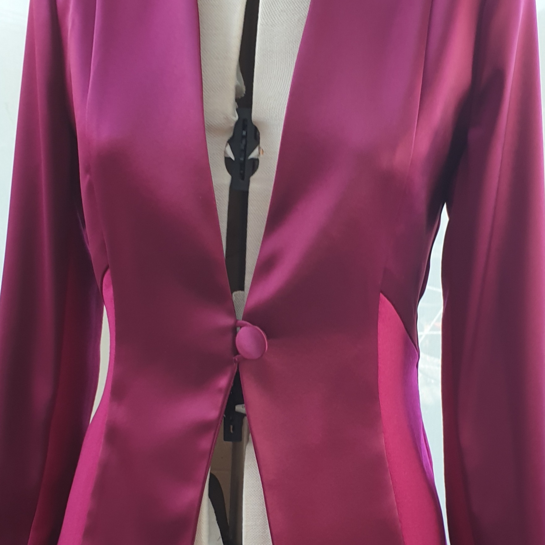 Rich plum satin jacket by Kate Henry Designs